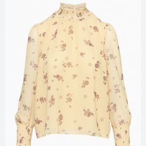 Aritzia Wilfred Cream and Purple Floral Top